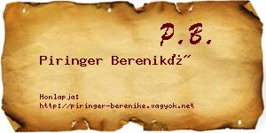 Piringer Bereniké névjegykártya
